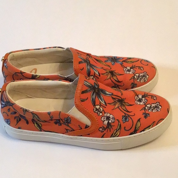 Sam Edelman Shoes - SAM EDELMAN ORANGE FLORAL SLIP-ON LOAFERS SZ 6 M